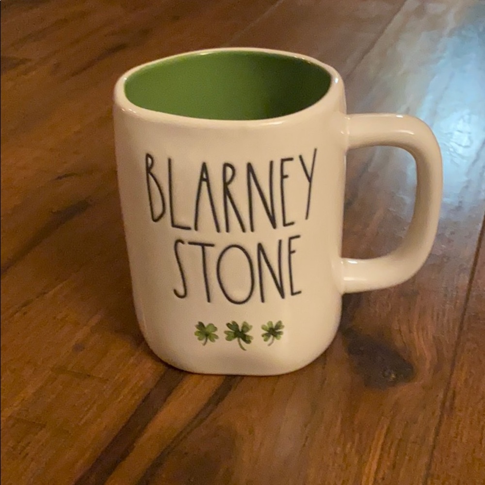 Rae Dunn Blarney Stone shamrock mug green inside